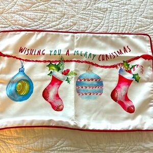 Holiday Cheer Pillow Cover with Festive Stockings and Ornaments